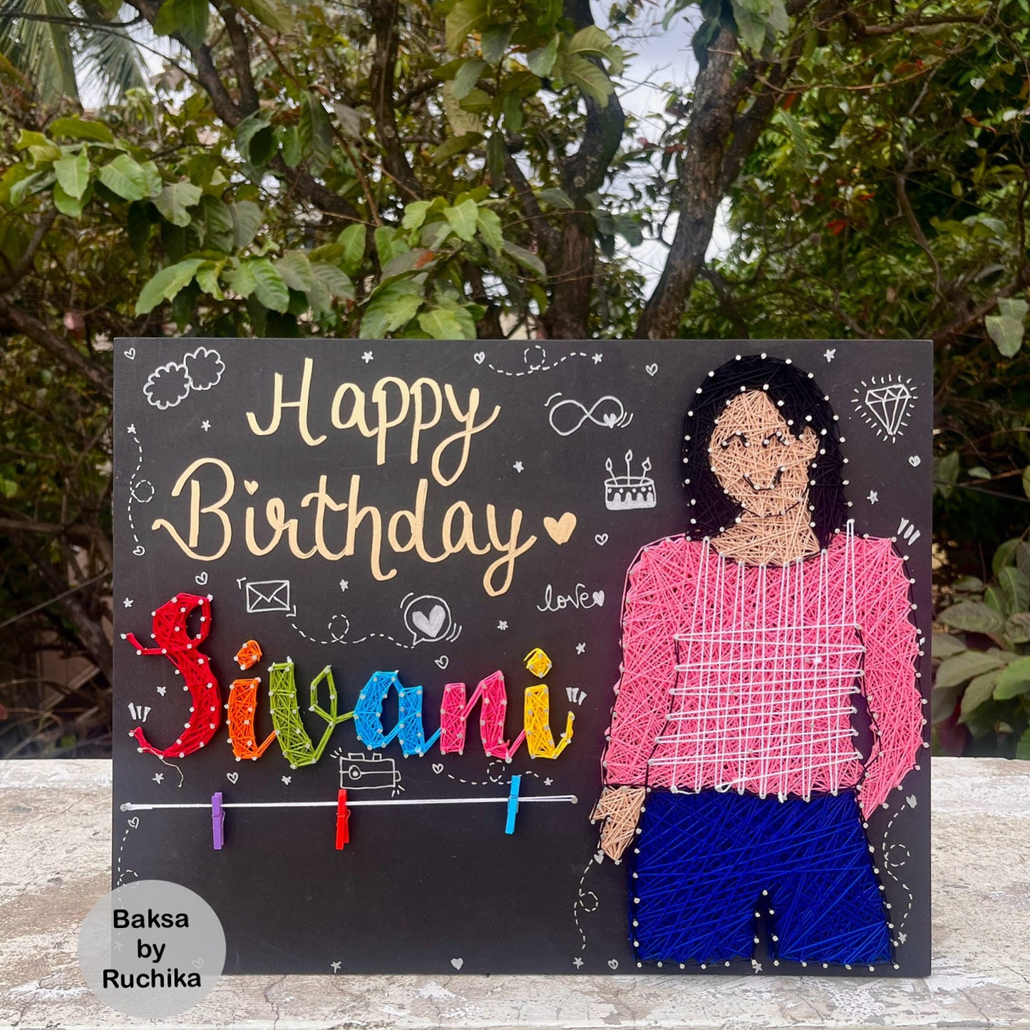 Portrait String Art with Customised Name & Wishes