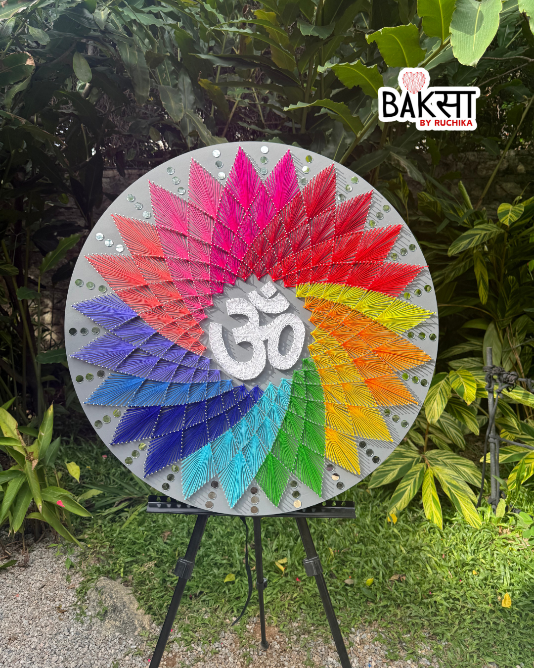 Colorful Mirror Om String Art