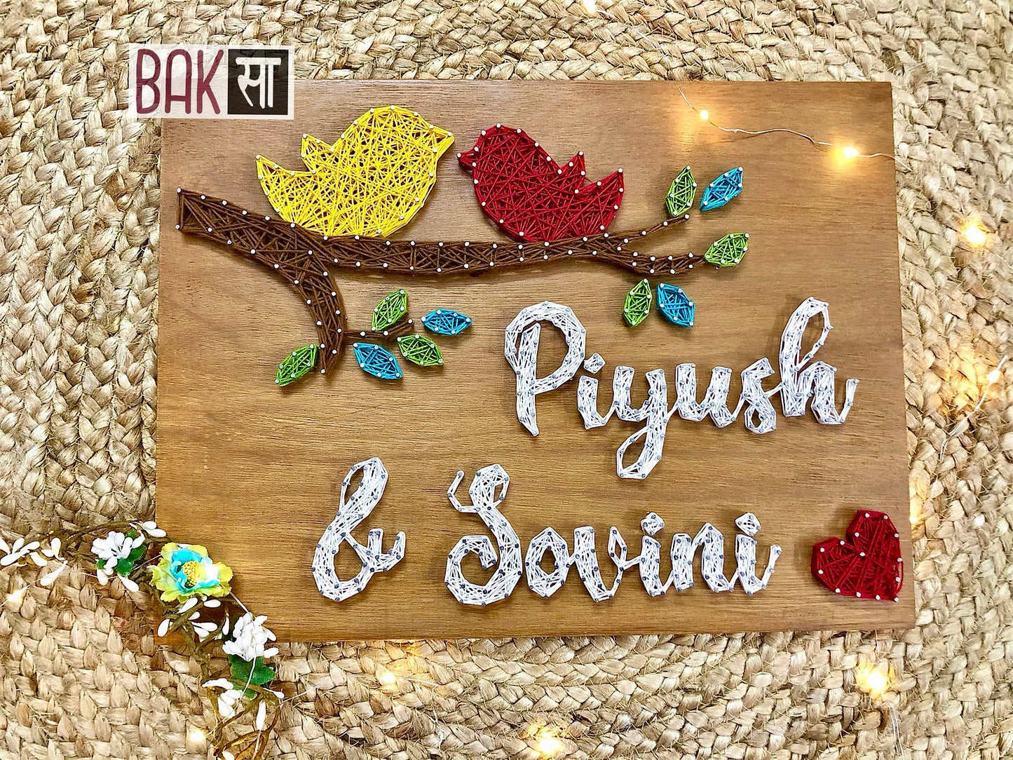 Personalised Couple Names with Lovebirds String Art