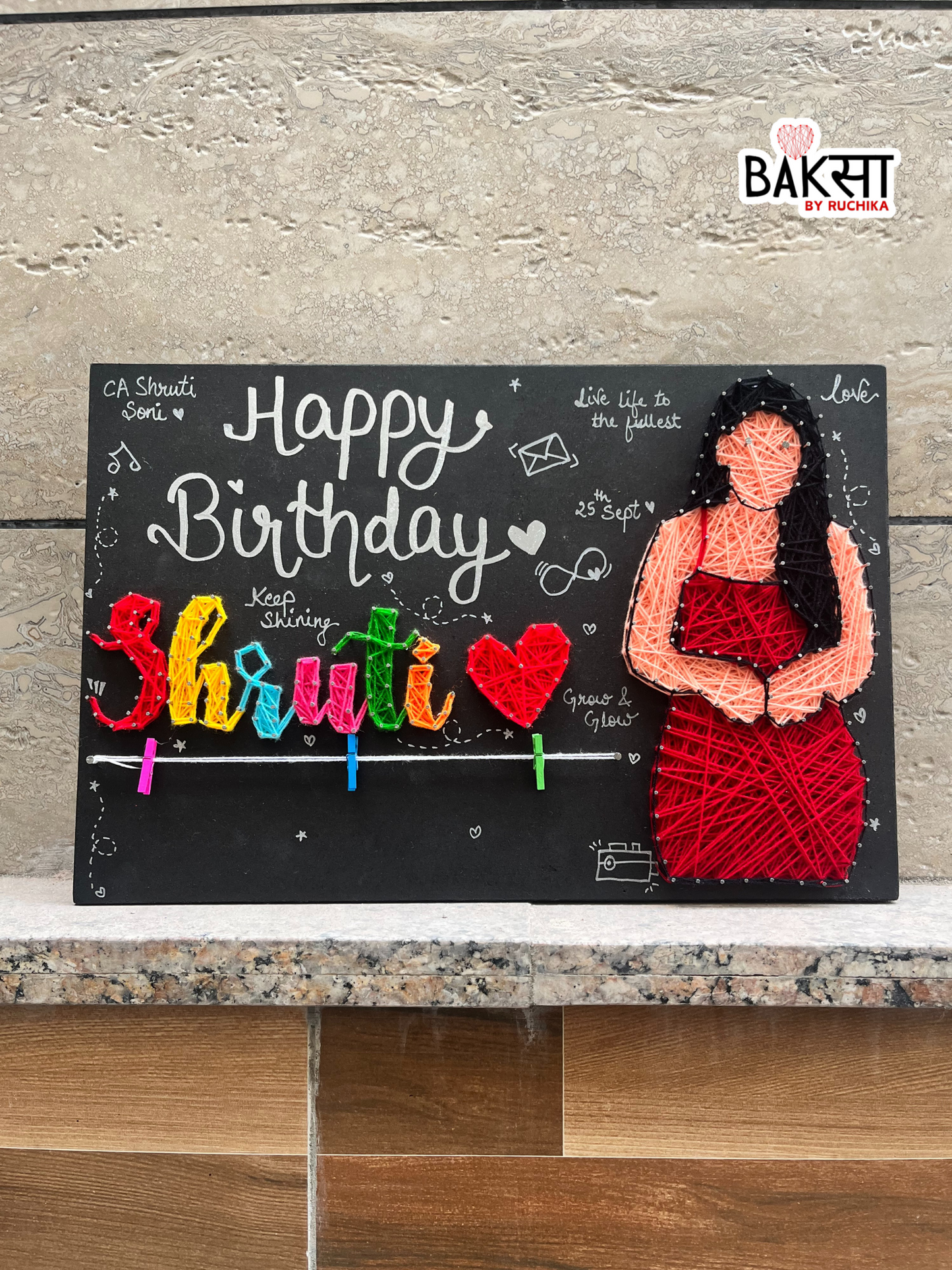 Portrait String Art with Customised Name & Wishes