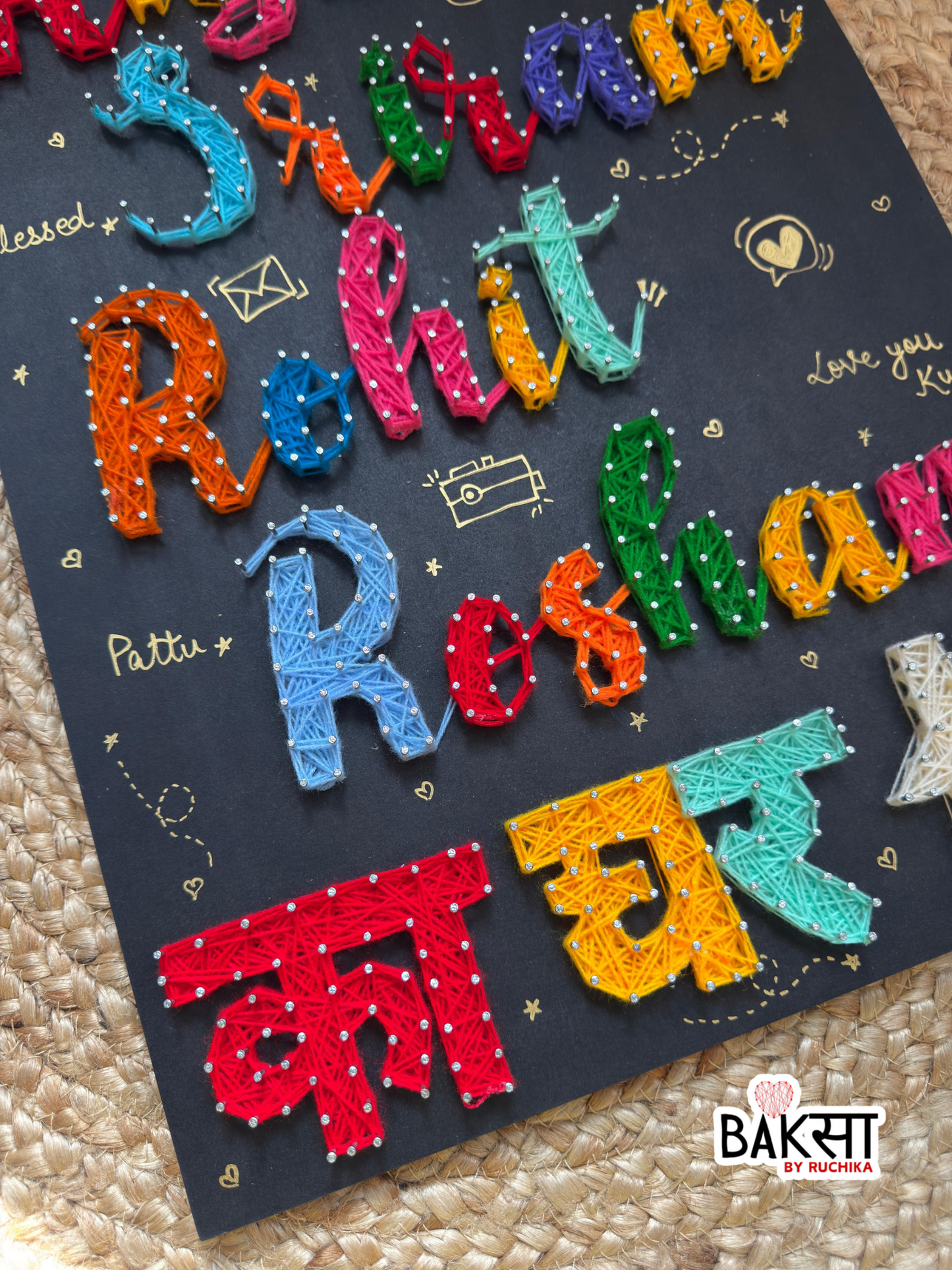 Family Personalised Nameplate String Art
