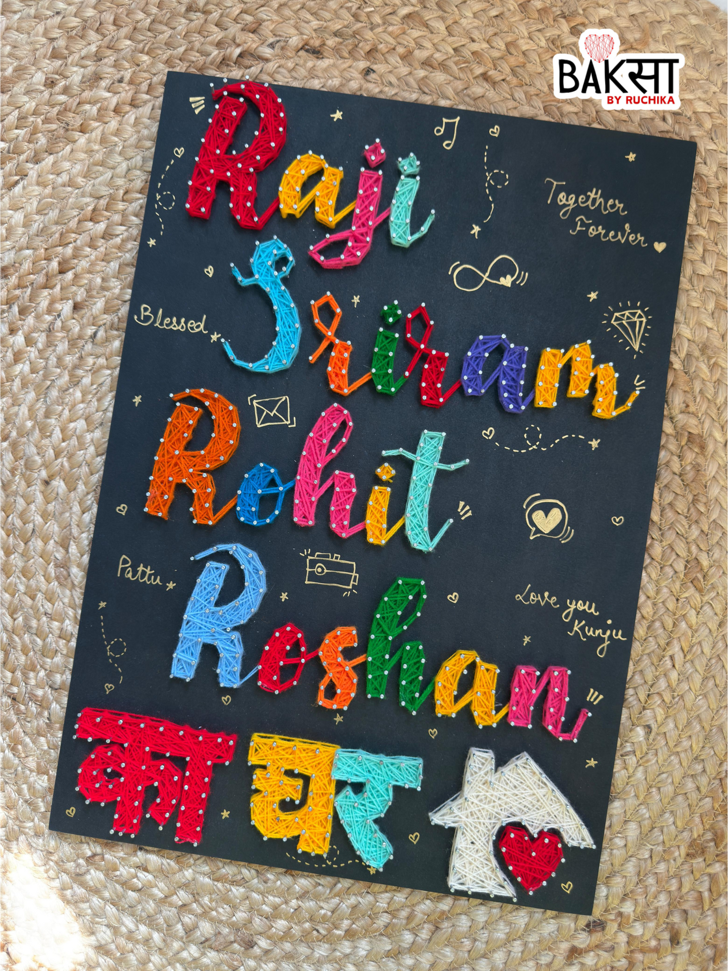 Family Personalised Nameplate String Art