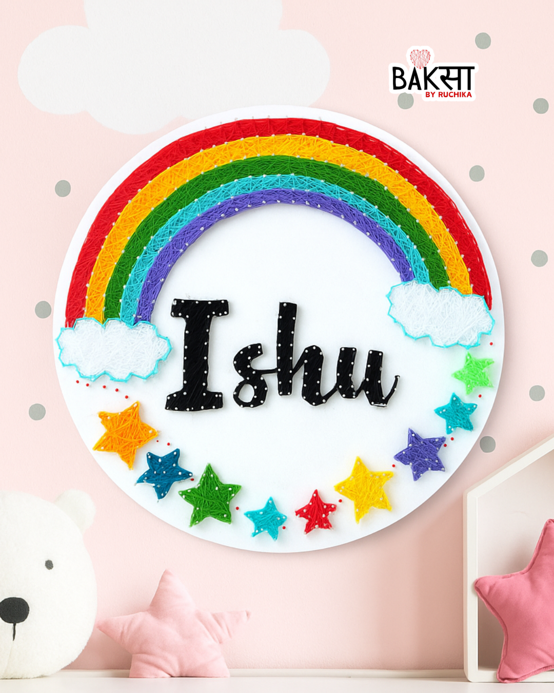 Artsy Rainbow Name String Art