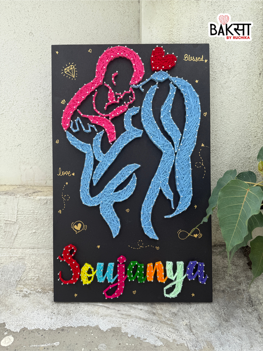 Mom & Baby with Customised Name String Art