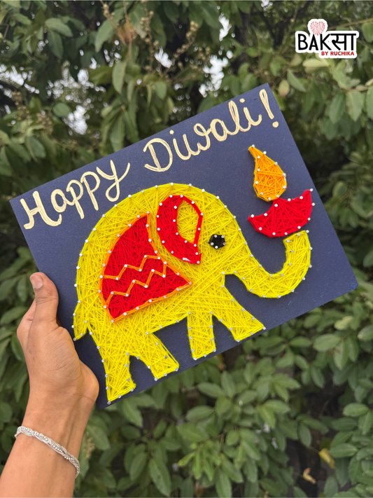 Elephant Diya Delight String Art