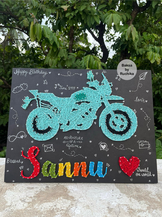Bike String Art with Customised Name