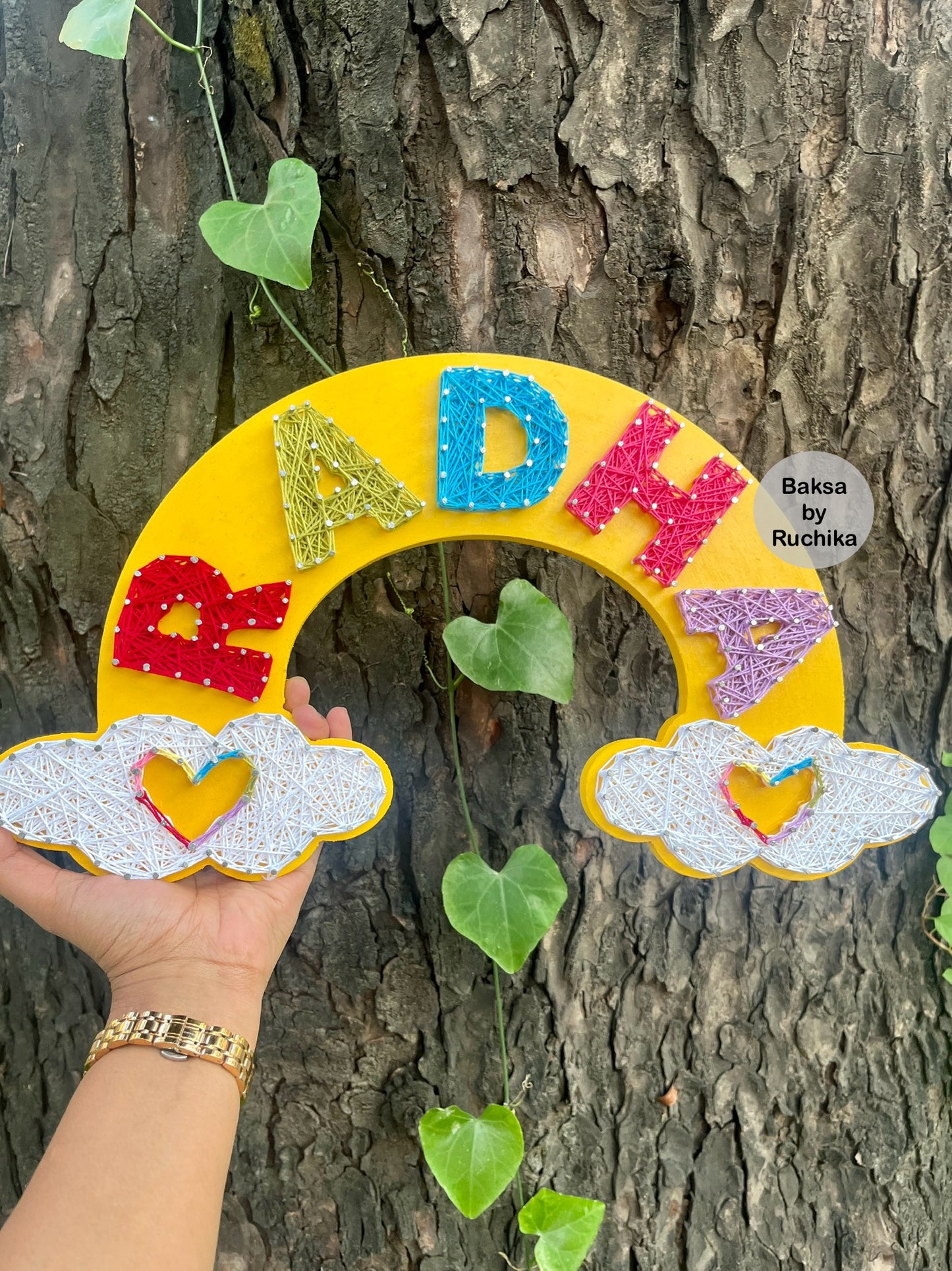 Rainbow Nameplate String Art