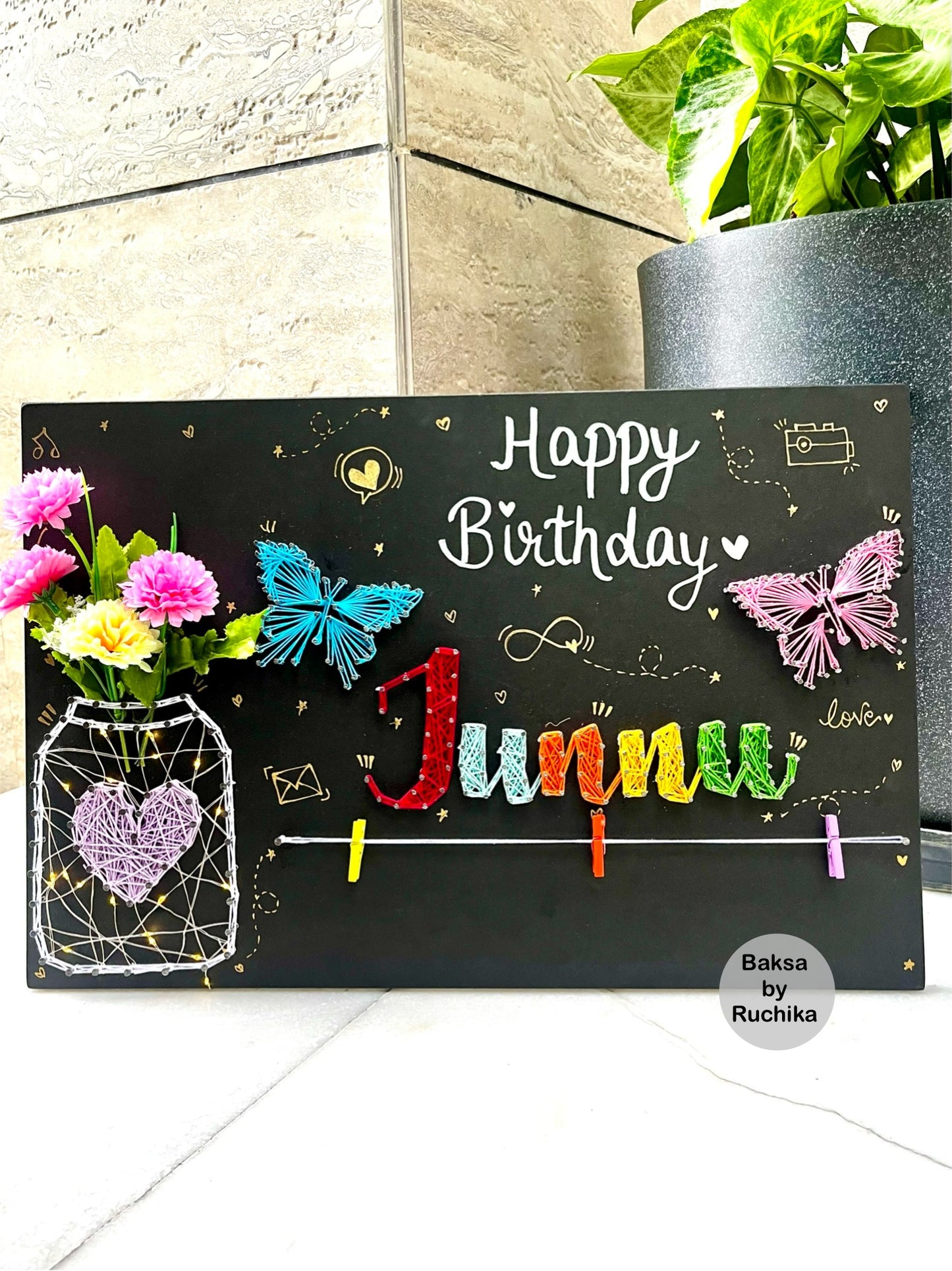 Butterflies with Customised Name String Art