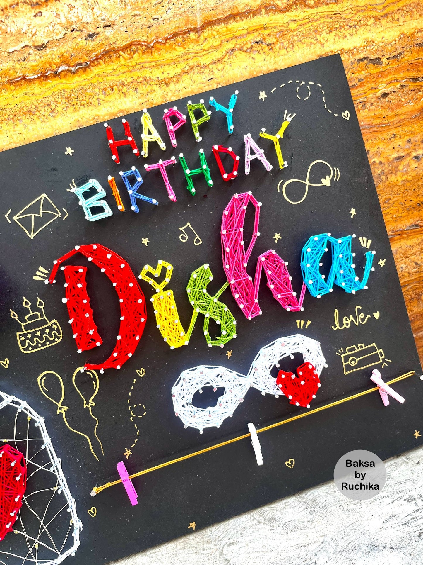 Happy Birthday with Customised Name, Vase & Infinity sign
