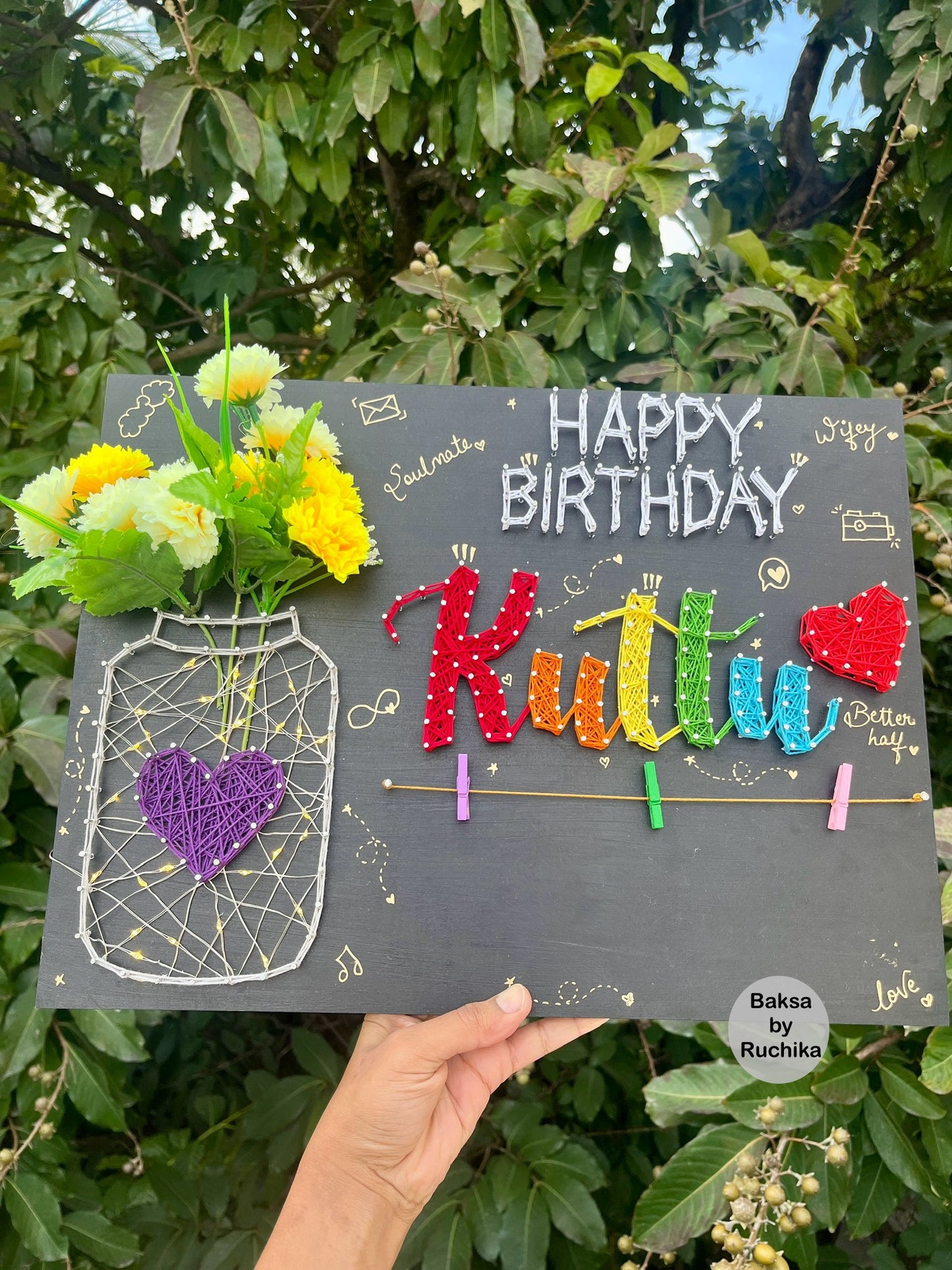 Bold- Happy Birthday with Customised Name & Vase