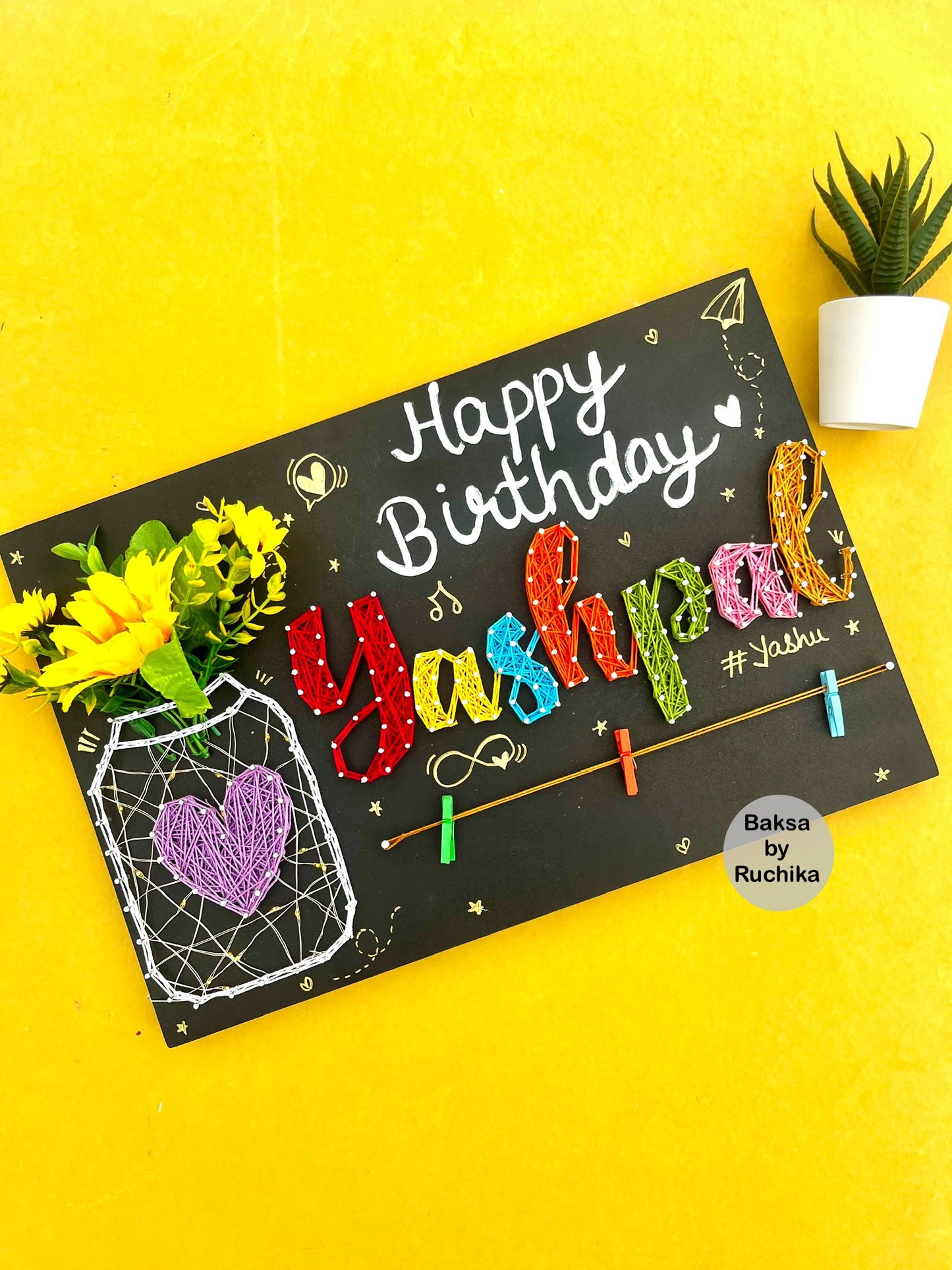 Customized Name String Art with Light Jar