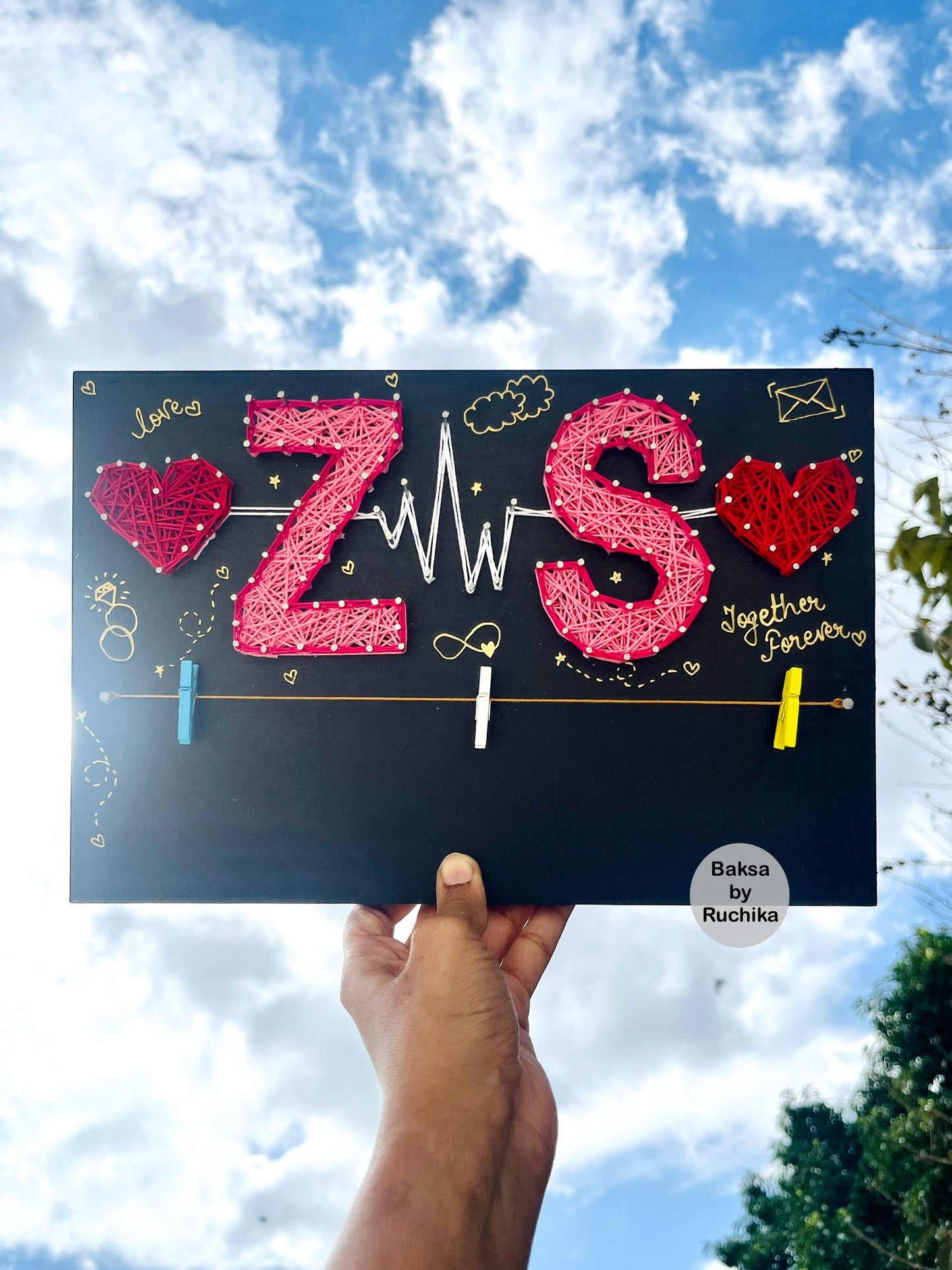 Initial Name with Hearts String Art