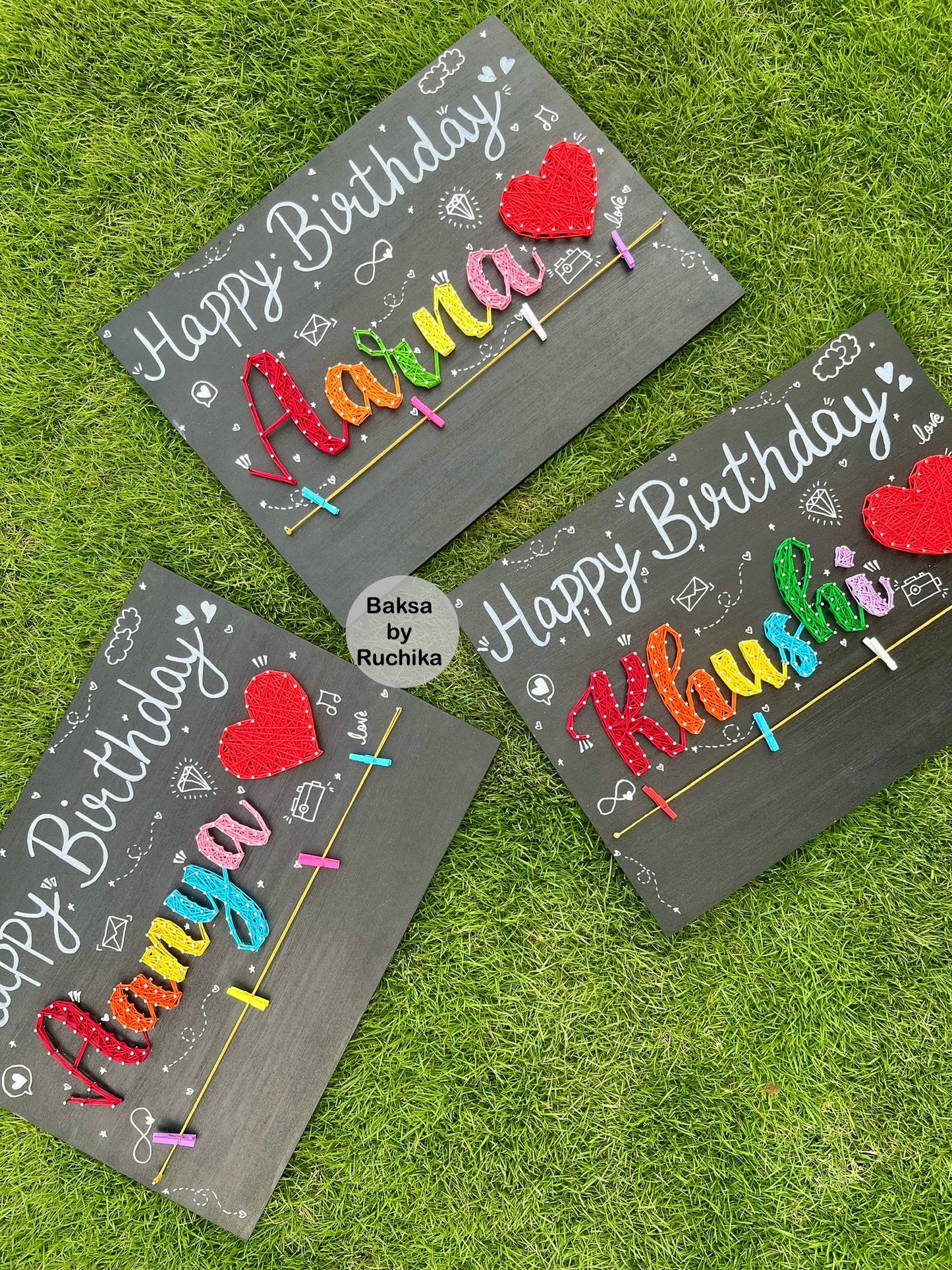 Happy Birthday with Customised Name String Art