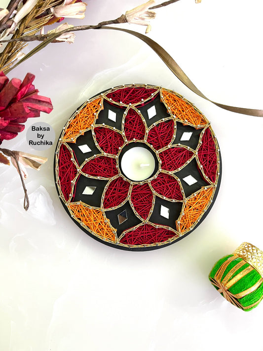 Mirror String Art Tealight Holder