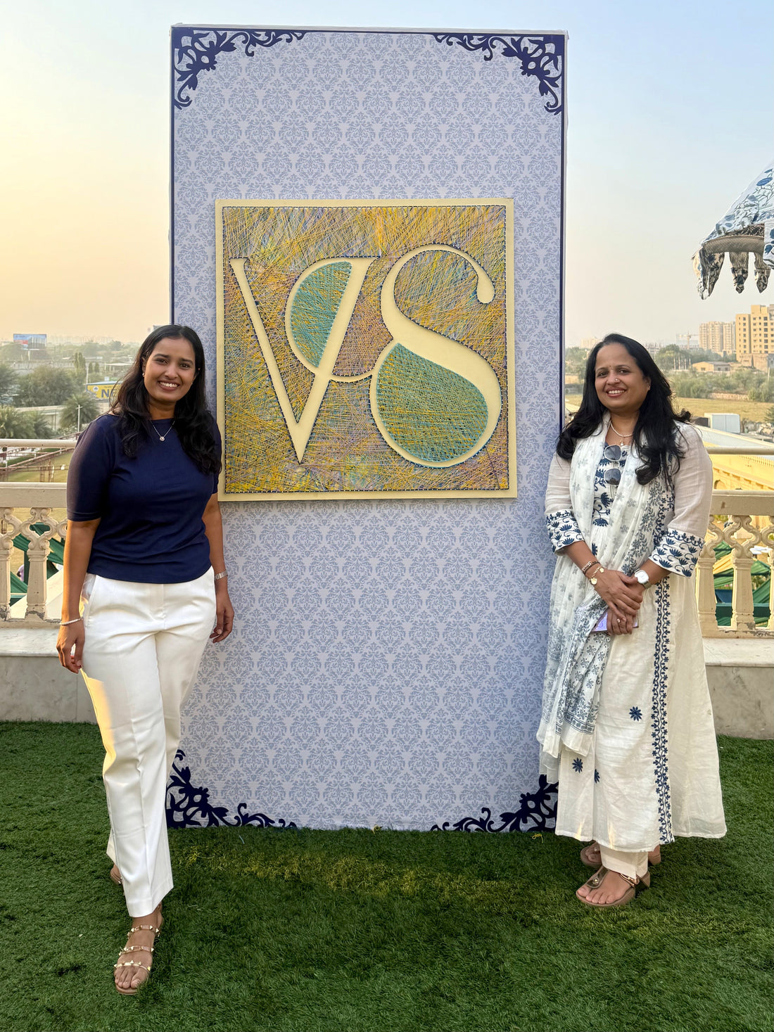 Live wedding string art setup at a destination wedding in Jaipur