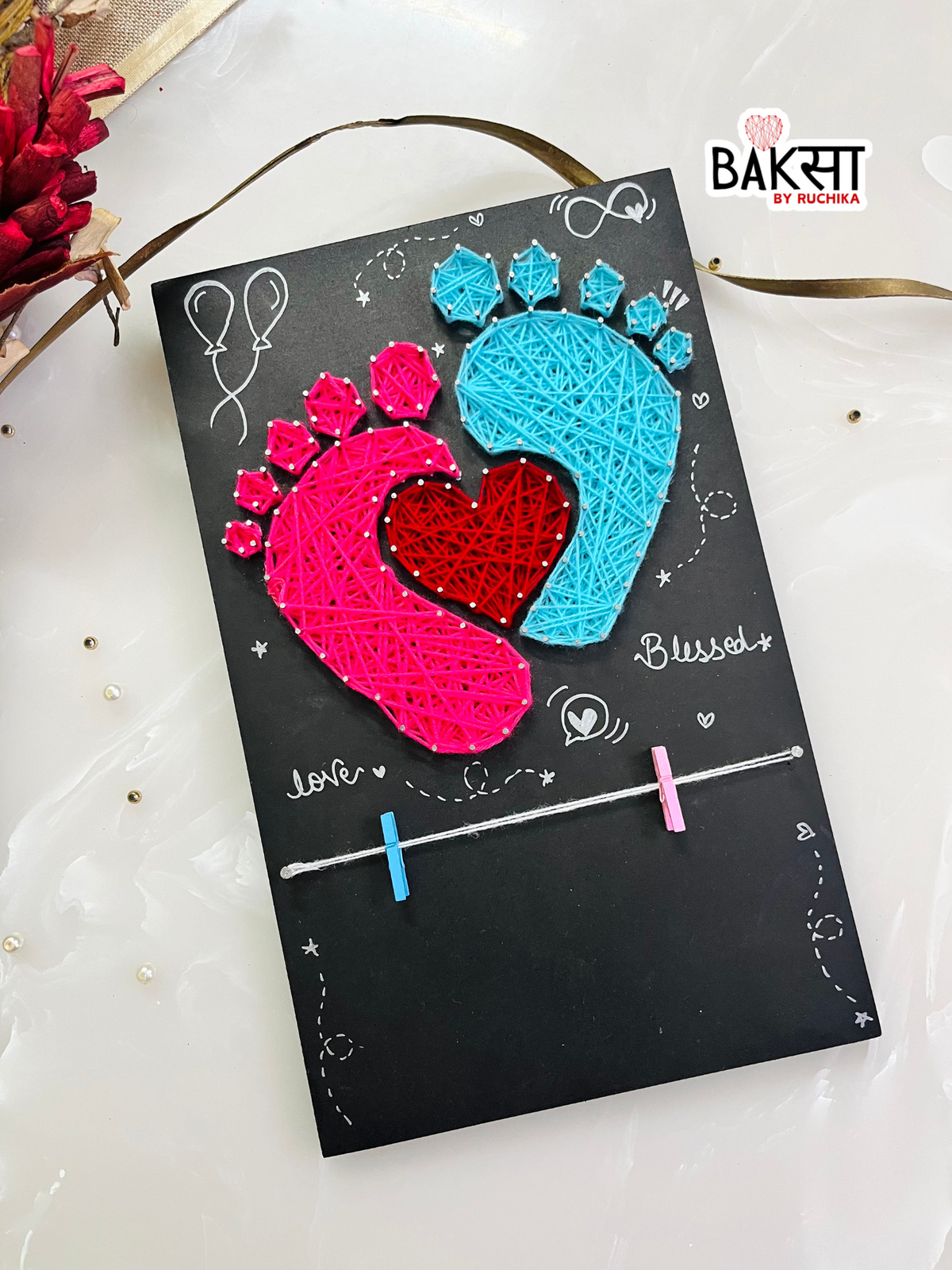 Newborn Baby Feet String Art
