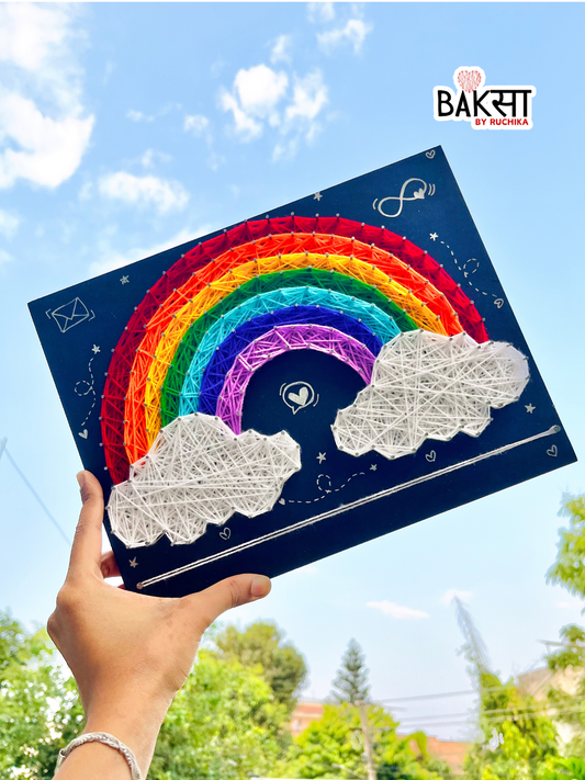 rainow string art, rainbow art, love for sky, gifts for kids, return gifts for kids