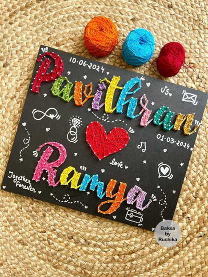 String Based Names Customised Couple Names with Infinity String Art β baksabyr