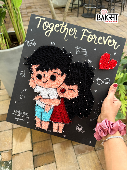Couple Hugging Doodle String Art