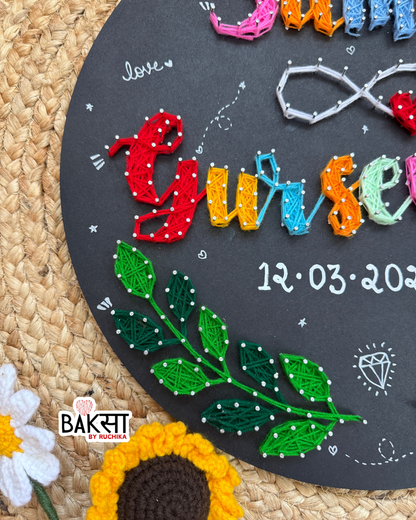 Customised Couple Names with Leaf Wreath String Art