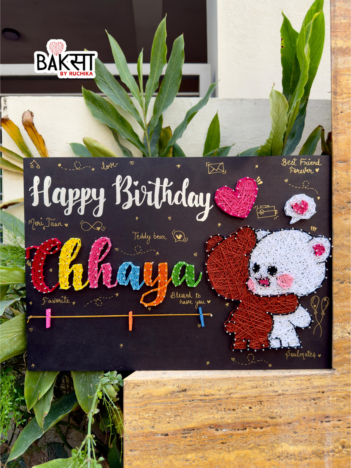 Panda Hug with Name String Art