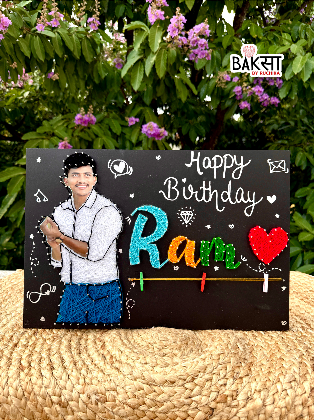 Portrait String Art with Customised Name & Wishes