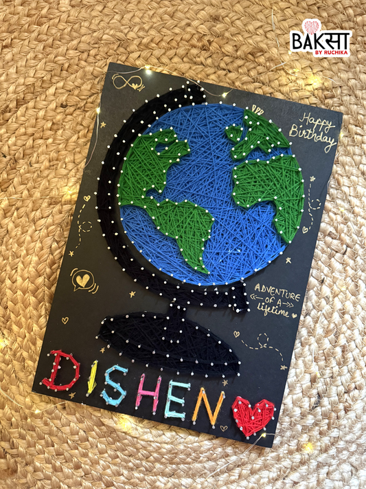 gifts for kids, return gift for kids, world map string art, diy string art, globe art
