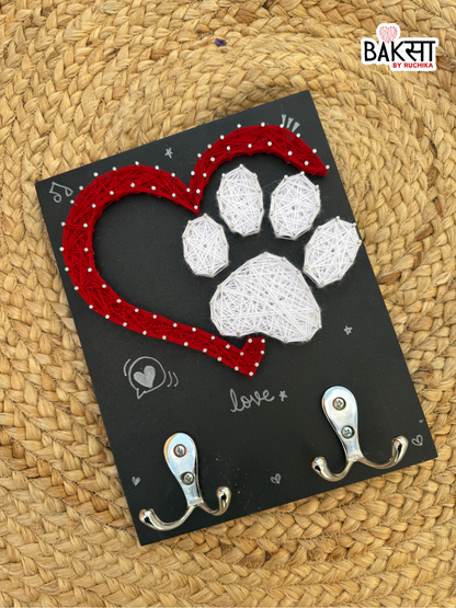 Dog Paw with Heart String Art