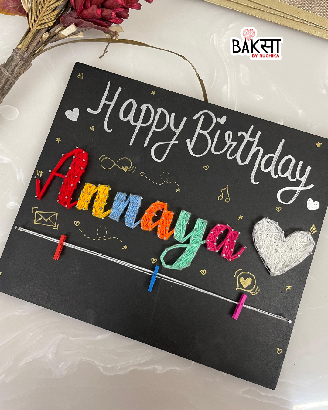 Happy Birthday with Customised Name String Art