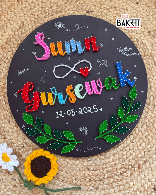 Customised Couple Names with Leaf Wreath String Art