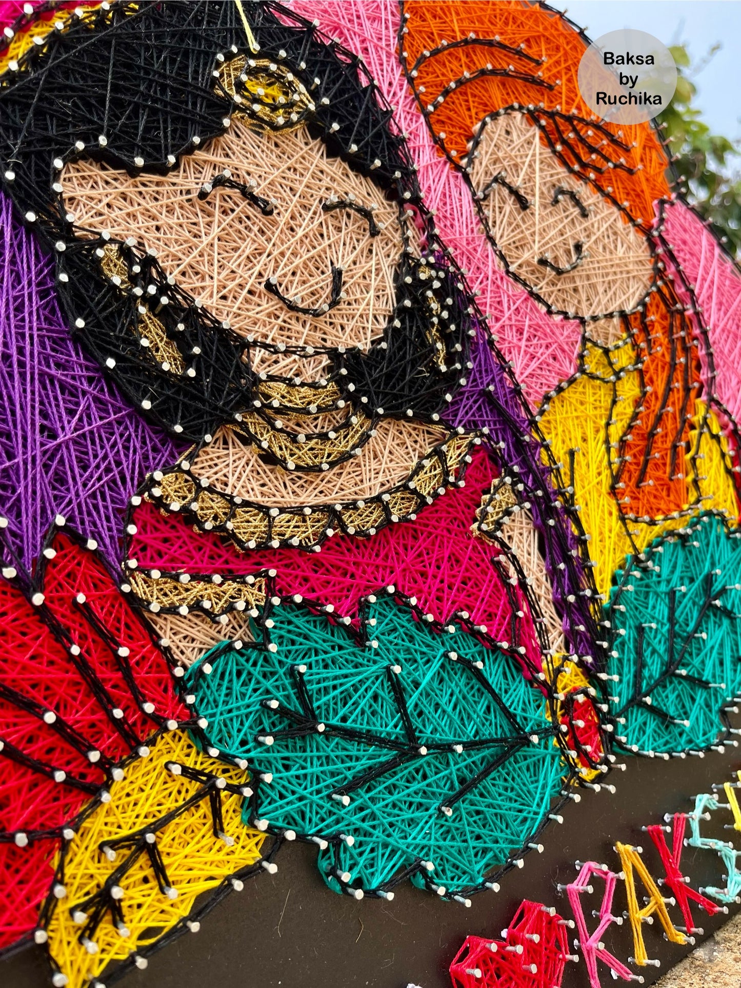 Wedding Couple Illustration with Customised Names String Art