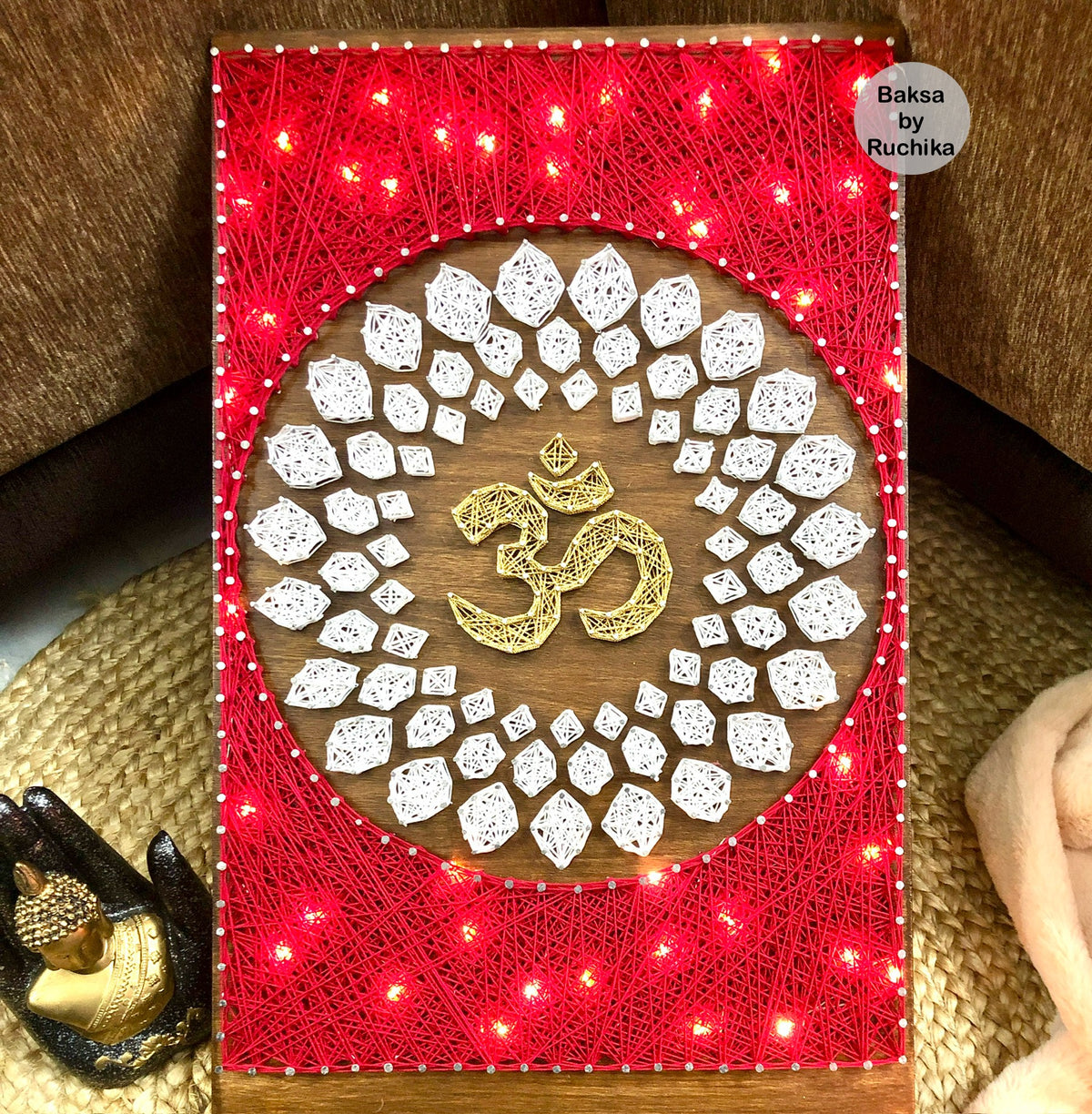 Om with Pattern Art and Customised Name String Art
