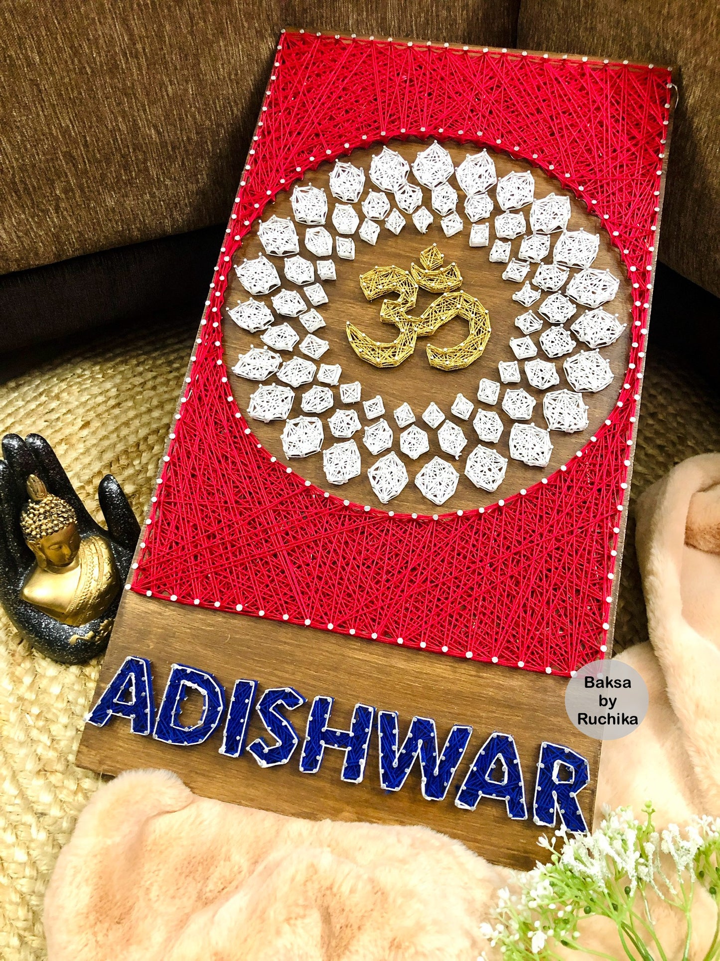 Om with Pattern Art and Customised Name String Art