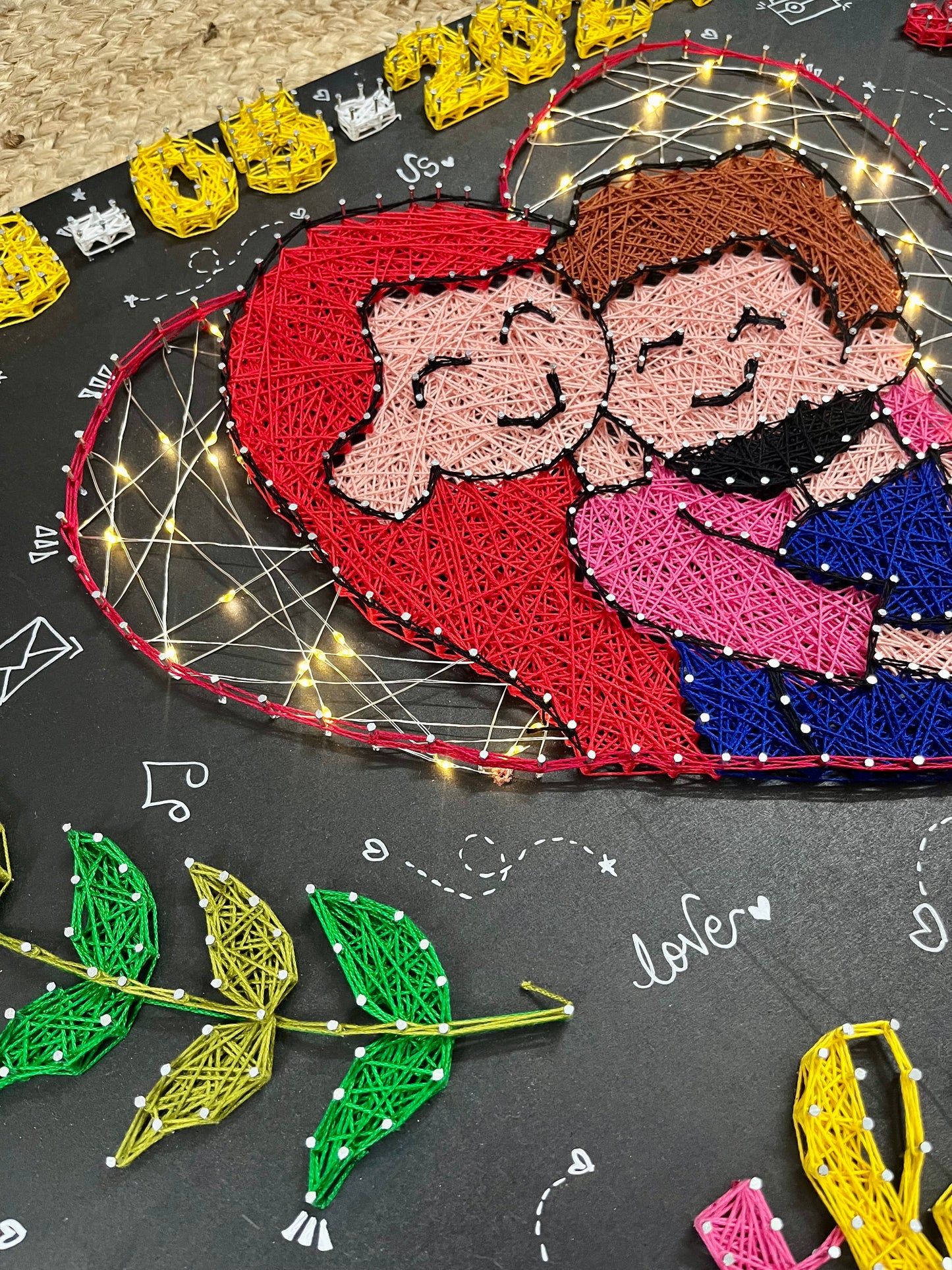 Couple Illustration with Customised Name & Date String Art