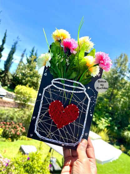 Flower Vase String Art with Jar Lights