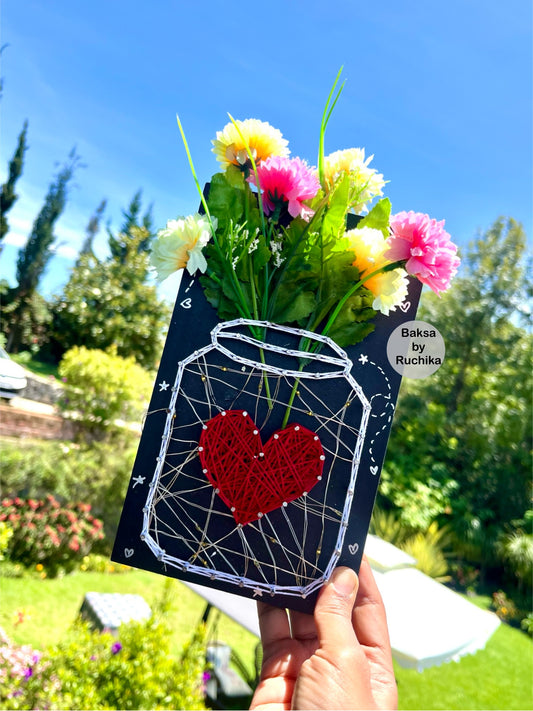 Flower Vase String Art with Jar Lights