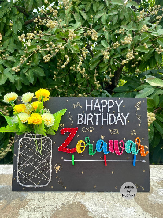Bold- Happy Birthday with Customised Name & Vase