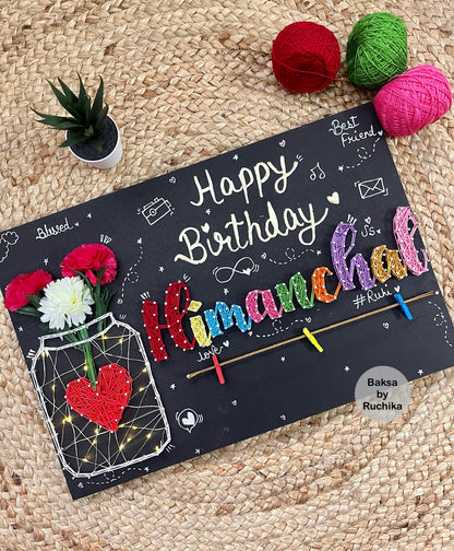 Customized Name String Art with Light Jar