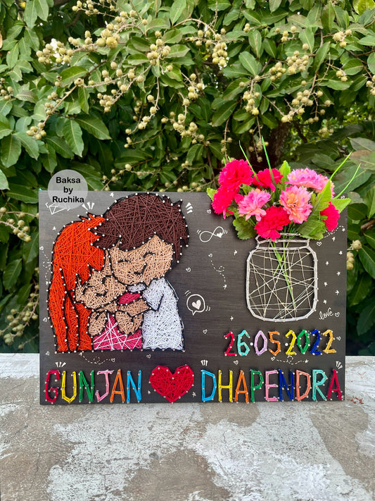 Love Doodle with Customised Names String Art and Light Jar