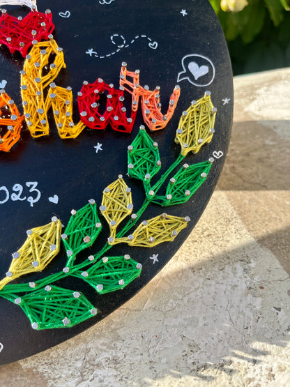Customised Couple Names with Leaf Wreath String Art