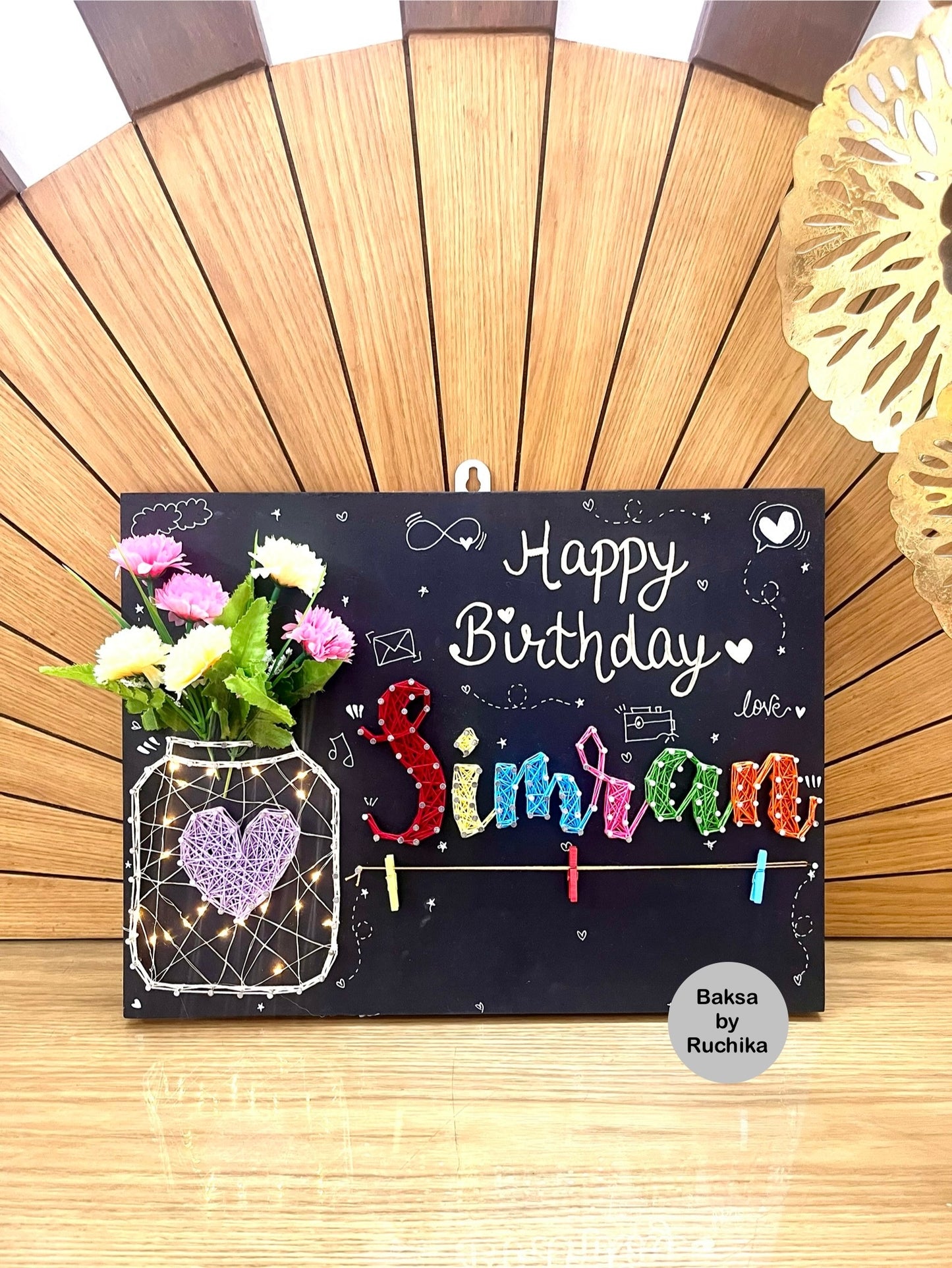 Customized Name String Art with Light Jar