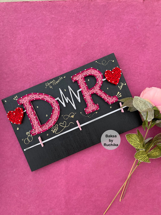 Initial Name with Hearts String Art