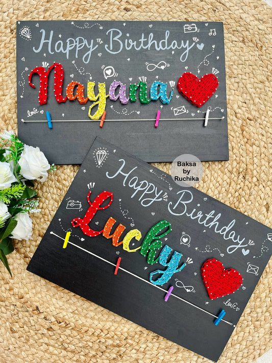 Happy Birthday with Customised Name String Art