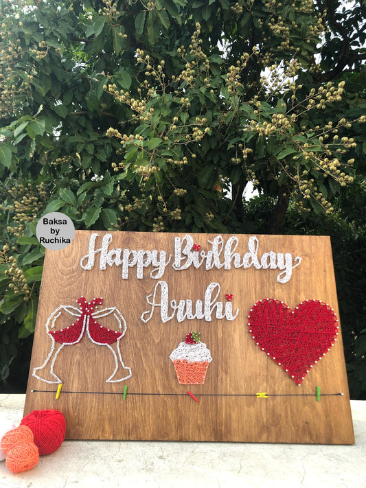 Happy Birthday with Customised Name & Wine glass