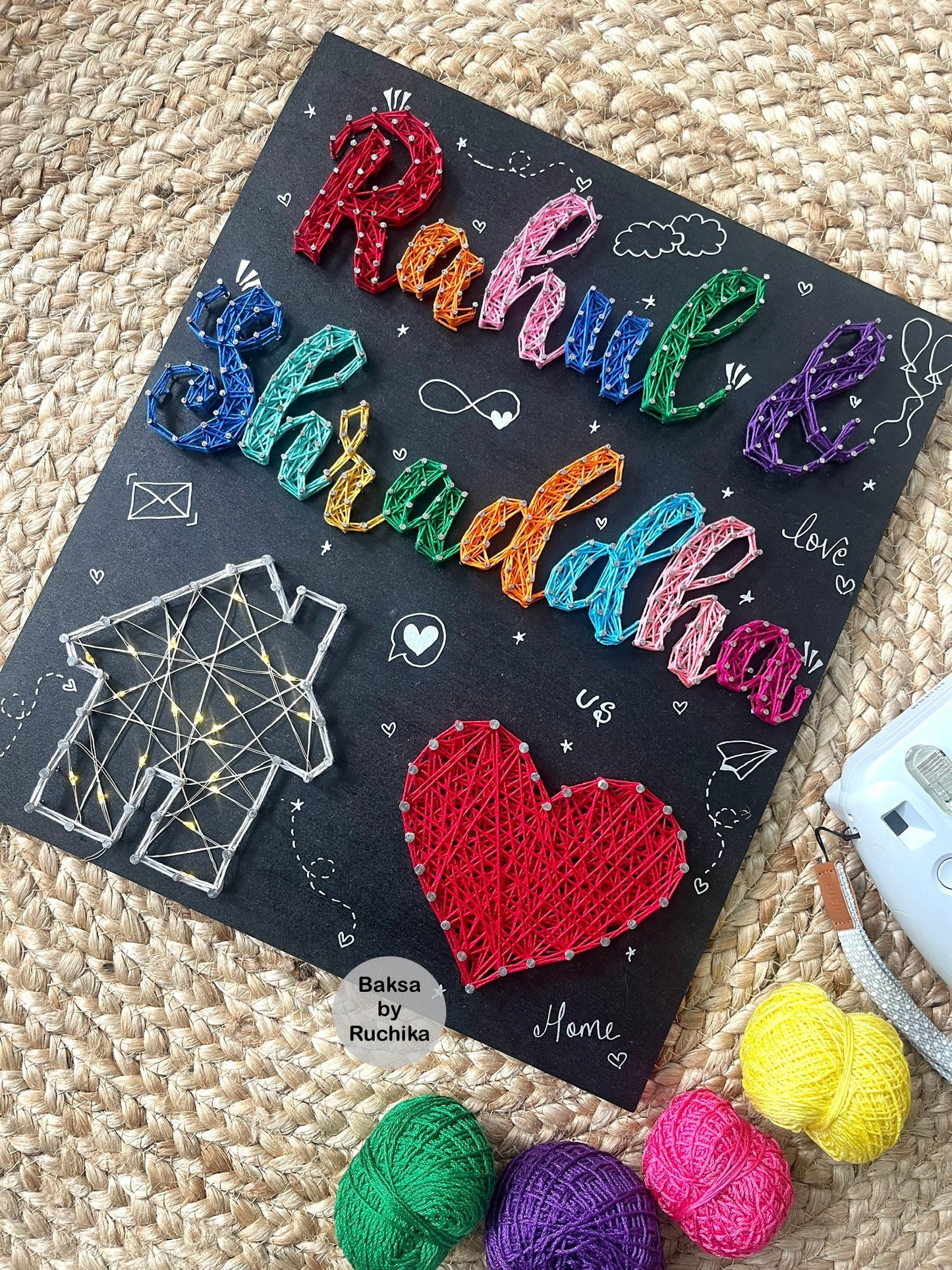 Customised Wall Hanging Couple Names String Art