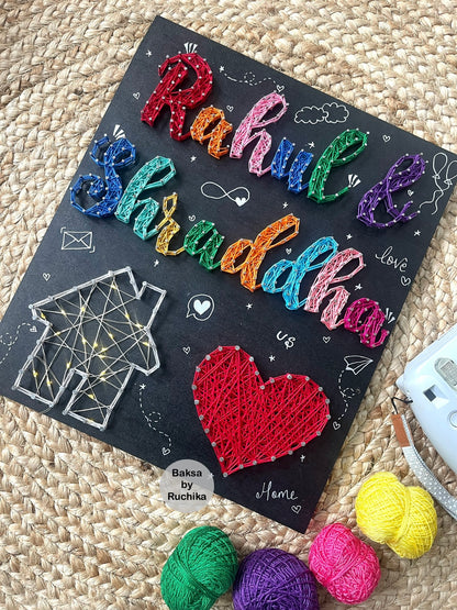 Customised Wall Hanging Couple Names String Art
