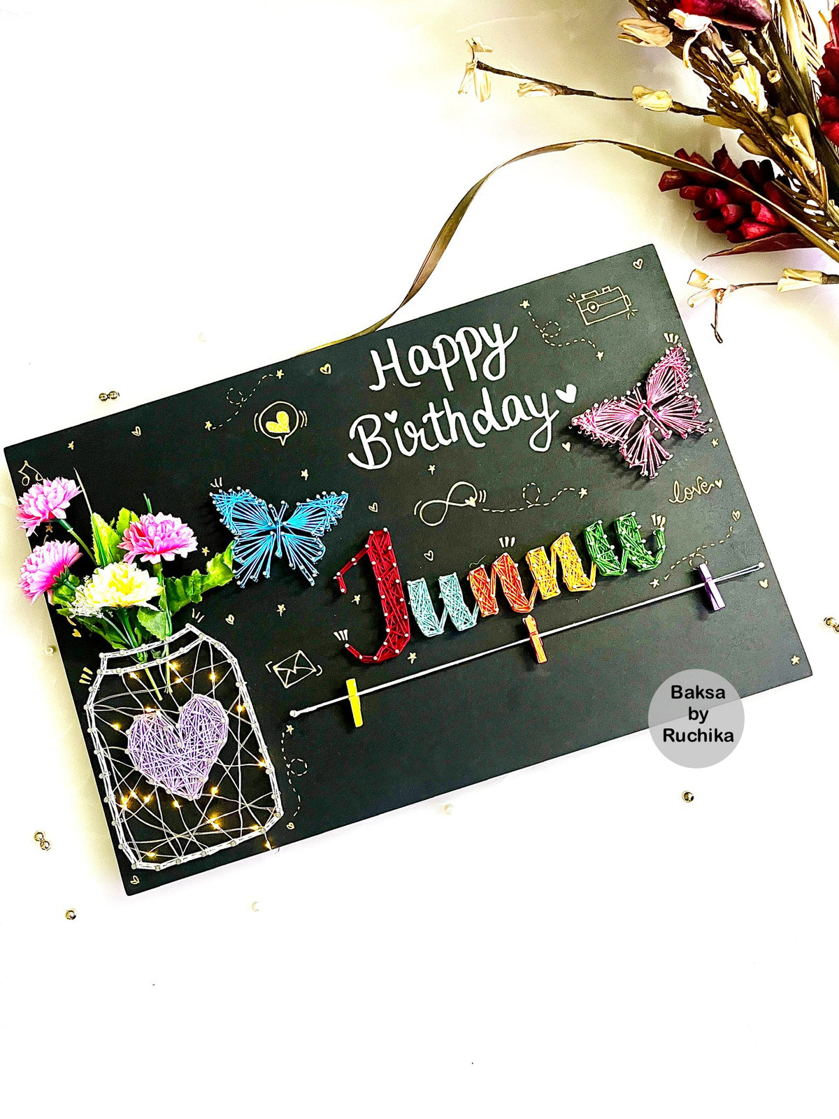 Butterflies with Customised Name String Art