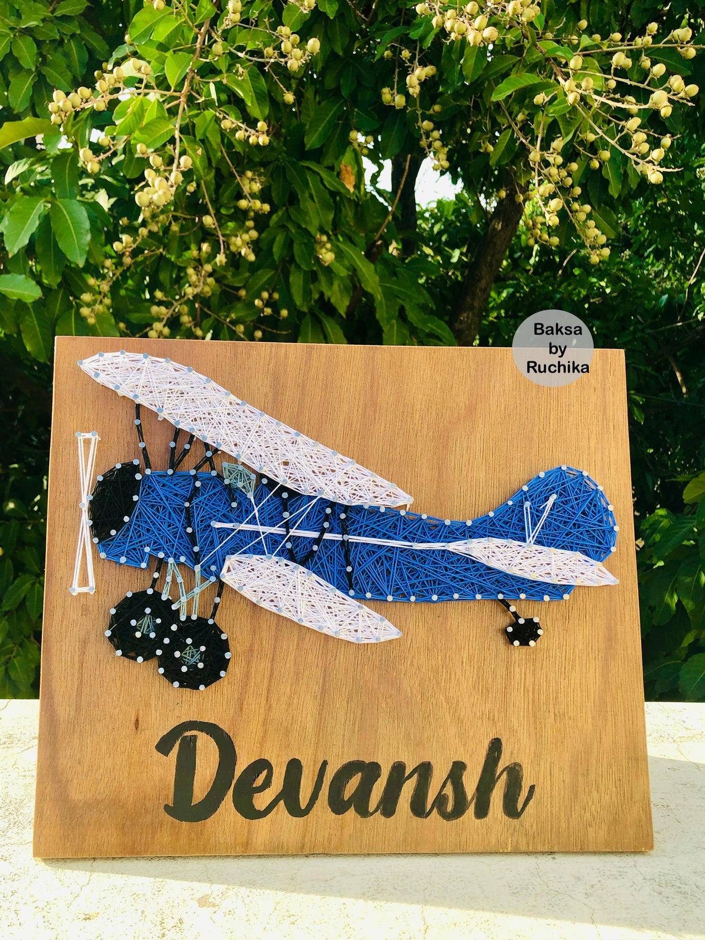 Aircraft with Customised Name String Art