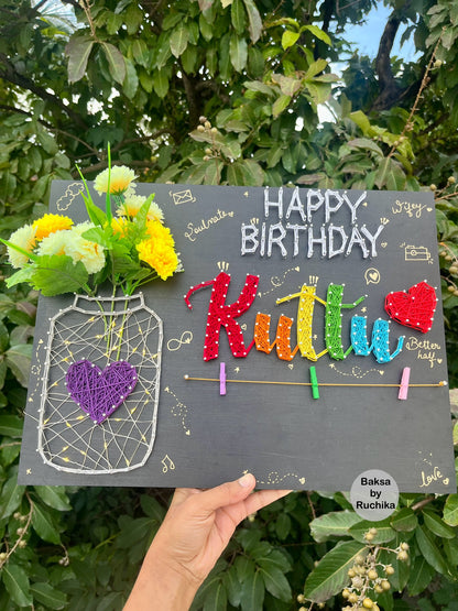 Bold- Happy Birthday with Customised Name & Vase