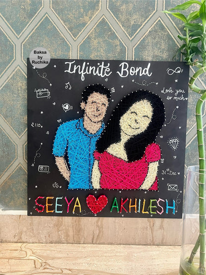Couple Illustration with Customised Names String Art